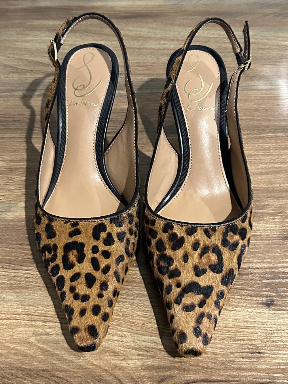 Sam Edelman Leopard Print Slingback Pointed-Toe Heels - Brown & Black